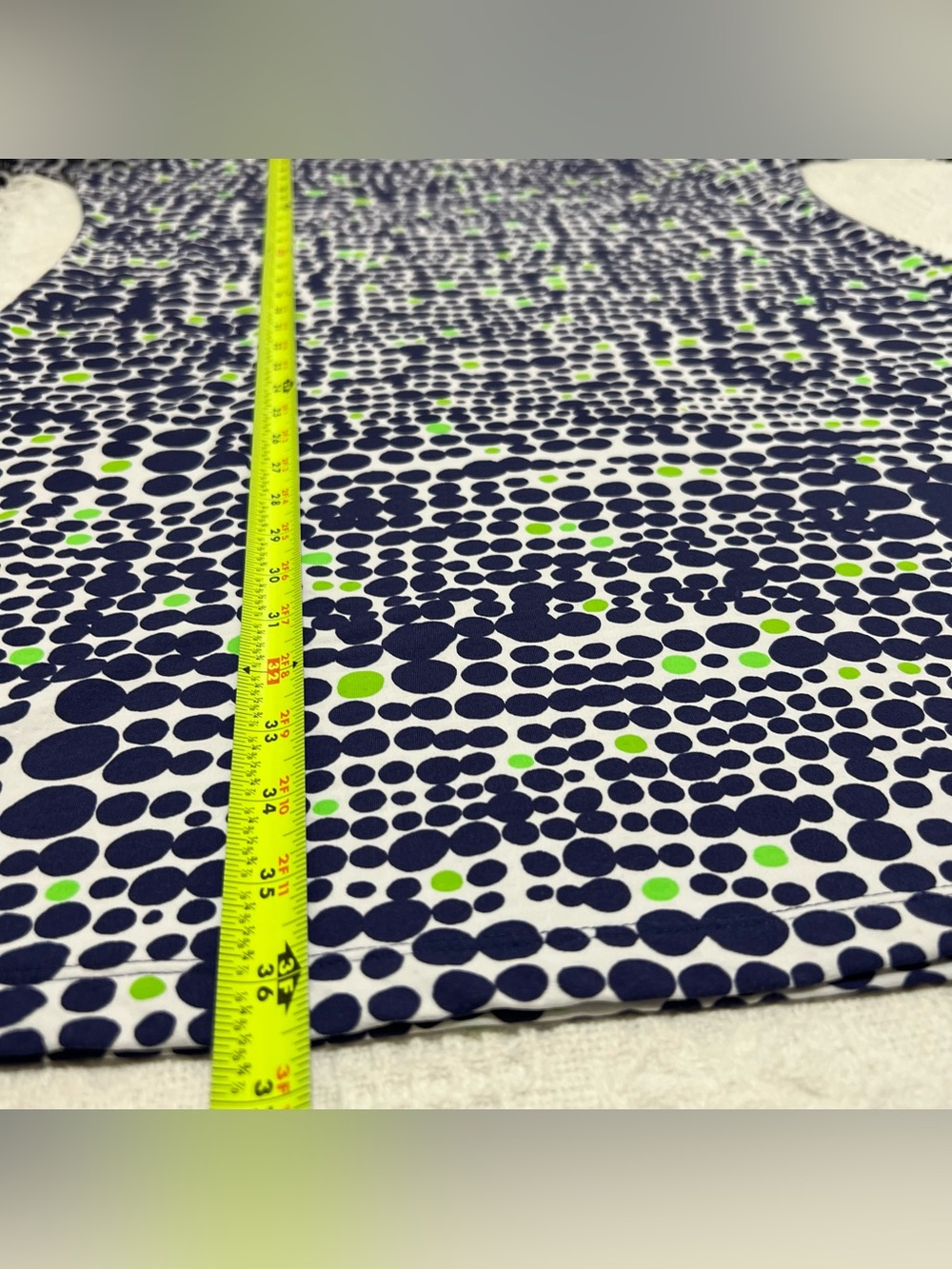 Ibkul Navy & Lime Dot Print Long Bell Sleeve Shift Dress Size XL - Picture 13 of 13